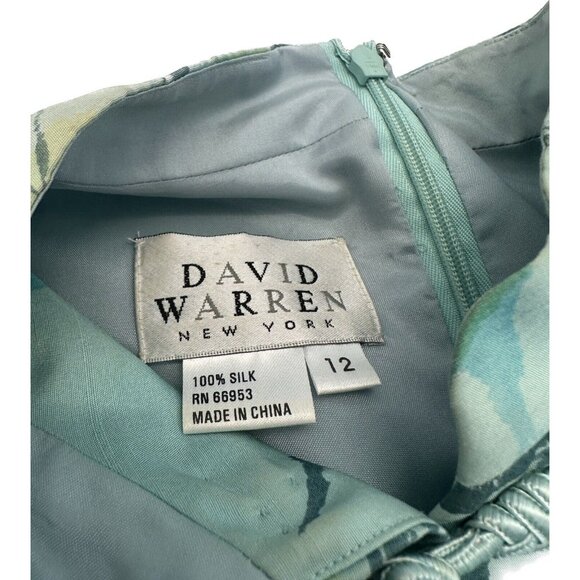 David Warren New York Women's Size 12 Dress 100% Silk‎ Blue Turquoise - Picture 6 of 6